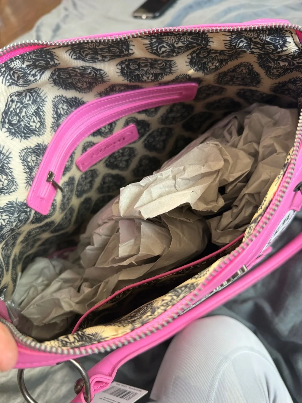 Ed Hardy Hot Pink Tattoo-Print Tote with Matching Wallet
